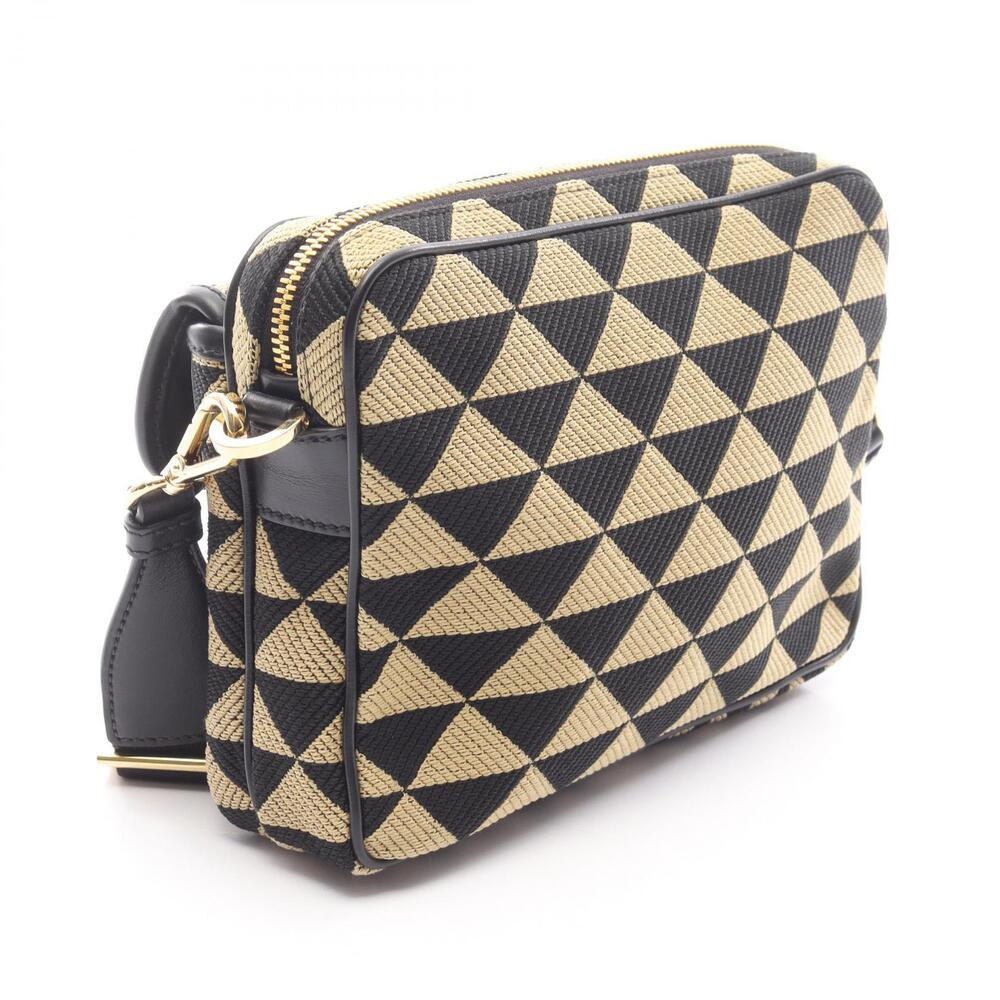 Prada Symbole embroidered Shoulder bag beige black